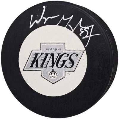 Wayne Gretzky Autographed Logo Hockey Puck Los Angeles Kings Beckett BAS COA